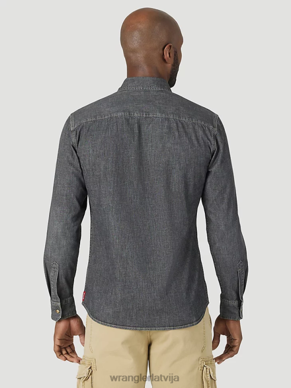 azul zils 20 reižu konkurētspējīgs moderna komforta krekls ar garām piedurknēm rietumu apdruku vīriešiem apģērbs Wrangler BFNTB481